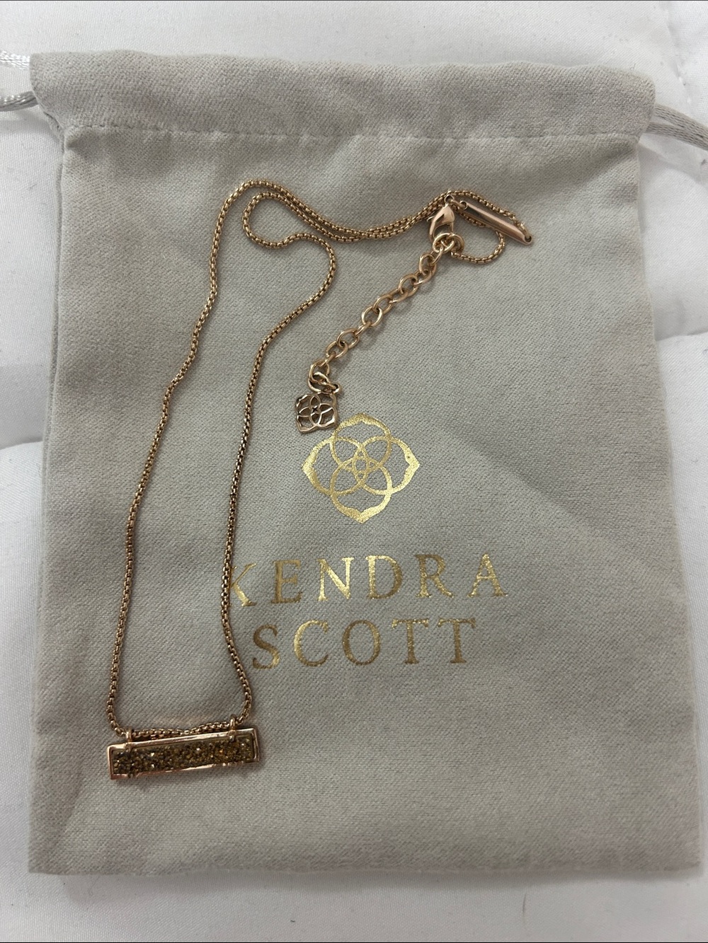 Kendra Scott Rose Gold Glitter Bar Necklace